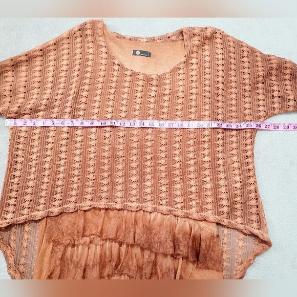 M Made in Italy Crochet Knit Silk Layered Tunic Top Boho Shabby Chic SZ Medium - Picture 5 of 11